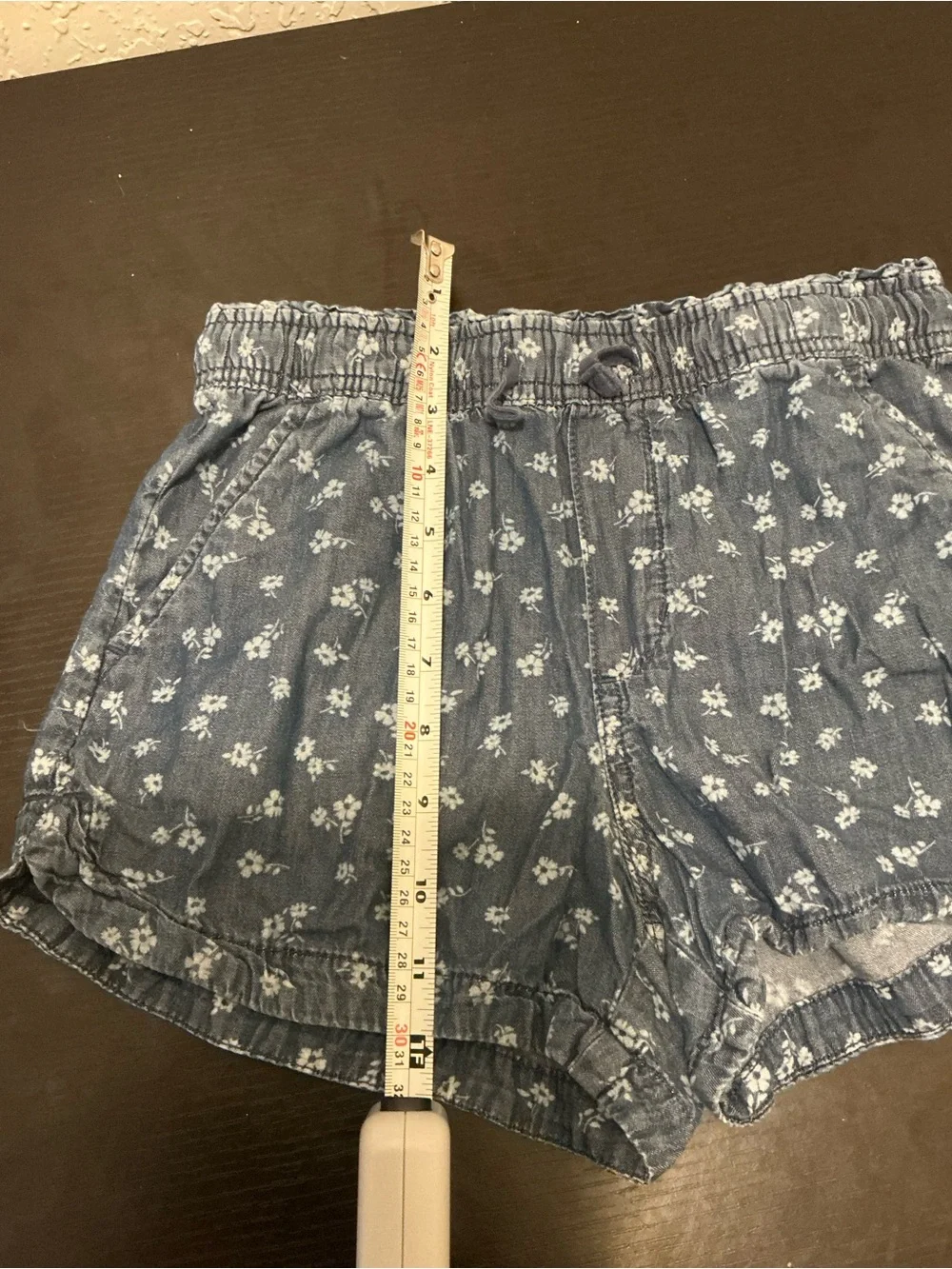 GAP Girls' Chambray Floral Elastic-Waist Shorts - Gray Blue
